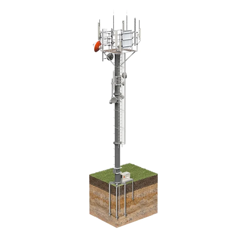Pylône télécom 5G sur pieux vissés