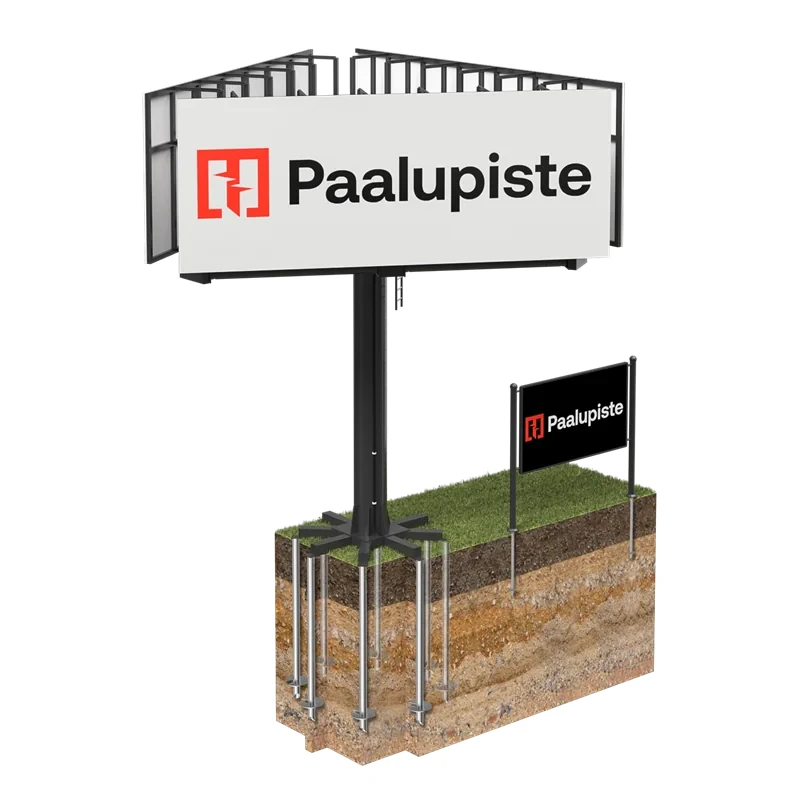 Panneau publicitaire sur fondations en pieux vissés